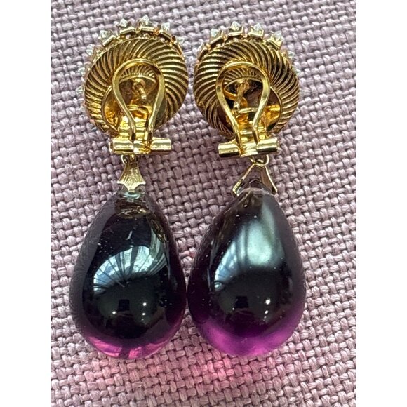 Anton Heunis Omega Clasp Oval Drop Earrings in Light Blue Purple Gold New Womens - Picture 6 of 7